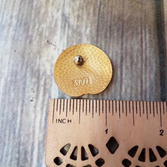 Siti Orchid Cloisonné Gold Tone earrings - Picture 3 of 3